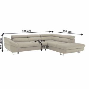 COLTAR FABIA, MODEL DREAPTA, GREJ TAUPE, DIN TEXTIL/TESATURA, EXTENSIBIL, STIL MODERN, TK - Img 7