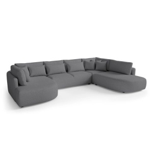 COLTAR FIX IN FORMA DE U, 380CM, CONFECTIONAT DIN MATERIAL TIP CHENILLE, GRI INCHIS, JACOBS, STIL MODERN