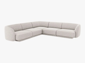 COLTAR LARGE MILEY, ARGINTIU, CU TAPITERIE DIN TEXTIL CHENILLE EDEN, MICADONI