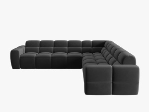 COLTAR LISA, 6 LOCURI, 310 CM, GRI INCHIS, TAPITERIE DIN CATIFEA, DESIGN DEOSEBIT - Img 3