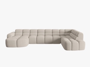 COLTAR LISA, DREAPTA, 7 LOCURI, 387 CM, BEJ 05, TAPITERIE DIN STOFA, DESIGN DEOSEBIT - Img 2