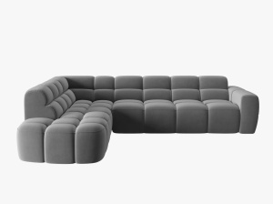 COLTAR LISA, STANGA, 5 LOCURI, 293 CM, GRI DESCHIS, TAPITERIE DIN CATIFEA, DESIGN DEOSEBIT - Img 2