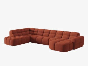 COLTAR LISA, STANGA, 7 LOCURI, 387 CM, SCORTISOARA 58, TAPITERIE DIN STOFA, DESIGN DEOSEBIT