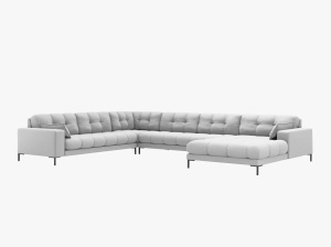COLTAR MAMAIA, CU 7 LOCURI, PE STANGA, GRI DESCHIS, CU TAPITERIE DIN TEXTIL STRUCTURAT NEVE, MICADONI