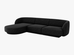 COLTAR MILEY STANGA, 4 LOCURI, 255 CM, NEGRU 19, TAPITERIE CHENILLE, DESIGN DEOSEBIT