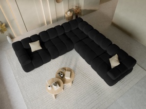 COLTAR MODULAR BELLIS, 5 LOCURI, 282 CM, NEGRU 100, TAPITERIE DIN CATIFEA, DESIGN DEOSEBIT