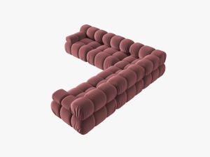 COLTAR MODULAR BELLIS, 5 LOCURI, 282 CM, ROZ 63, TAPITERIE DIN CATIFEA, DESIGN DEOSEBIT - Img 4