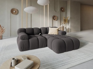 COLTAR MODULAR BELLIS, DREAPTA, 2 LOCURI, 191 CM, GRI INCHIS 97, TAPITERIE DIN CATIFEA, DESIGN DEOSEBIT