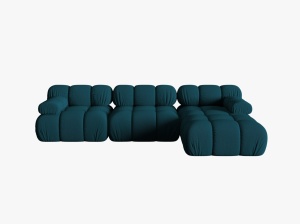 COLTAR MODULAR BELLIS, DREAPTA, 3 LOCURI, 285 CM, BLEUMARIN 87, TAPITERIE DIN CATIFEA 3D, DESIGN DEOSEBIT