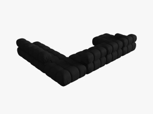 COLTAR MODULAR BELLIS, DREAPTA, 6 LOCURI, 379 CM, NEGRU 19, TAPITERIE DIN CATIFEA 3D, DESIGN DEOSEBIT - Img 4
