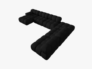 COLTAR MODULAR BELLIS, DREAPTA, 6 LOCURI, 379 CM, NEGRU 19, TAPITERIE DIN CATIFEA 3D, DESIGN DEOSEBIT - Img 5
