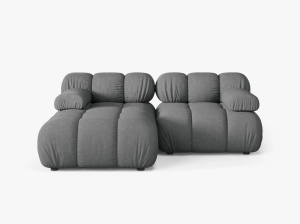 COLTAR MODULAR BELLIS, PE STANGA, GRI, CU TAPITERIE DIN TEXTIL STRUCTURAT LIBERTY, MICADONI