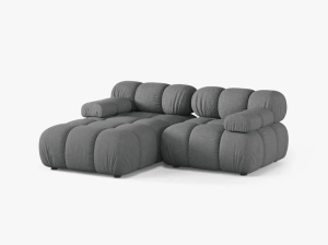 COLTAR MODULAR BELLIS, PE STANGA, GRI, CU TAPITERIE DIN TEXTIL STRUCTURAT LIBERTY, MICADONI - Img 2