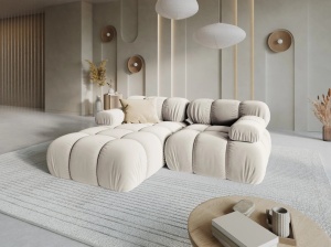 COLTAR MODULAR BELLIS, STANGA, 2 LOCURI, 191 CM, BEJ DESCHIS 21, TAPITERIE DIN CATIFEA, MICADONI