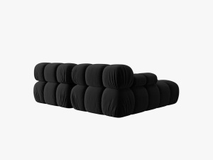 COLTAR MODULAR BELLIS, STANGA, 2 LOCURI, 191 CM, NEGRU 100, TAPITERIE DIN CATIFEA, MICADONI - Img 2