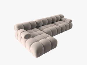 COLTAR MODULAR BELLIS, STANGA, 3 LOCURI, 285 CM, BEJ 16, TAPITERIE DIN CATIFEA, DESIGN DEOSEBIT - Img 4