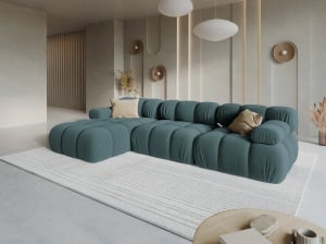 COLTAR MODULAR BELLIS, STANGA, 3 LOCURI, 285 CM, VERDE PETROL 87, TAPITERIE DIN CATIFEA, DESIGN DEOSEBIT