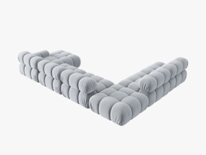 COLTAR MODULAR BELLIS, STANGA, 6 LOCURI, 379 CM, ALBASTRU DESCHIS 80, TAPITERIE DIN CATIFEA, DESIGN DEOSEBIT - Img 2