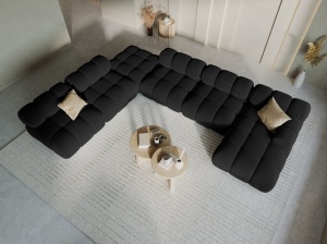 COLTAR MODULAR BELLIS, STANGA, 6 LOCURI, 379 CM, NEGRU 100, TAPITERIE DIN CATIFEA, DESIGN DEOSEBIT