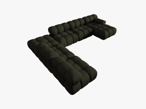 COLTAR MODULAR BELLIS, STANGA, 6 LOCURI, 379 CM, VERDE 77, TAPITERIE DIN CATIFEA 3D, DESIGN DEOSEBIT - Img 4