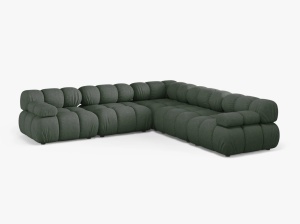 COLTAR MODULAR BELLIS, VERDE INCHIS, CU TAPITERIE DIN TEXTIL STRUCTURAT LIBERTY, MICADONI