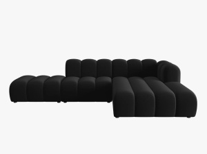 COLTAR MODULAR LUPIN, DREAPTA, 5 LOCURI, 294 CM, NEGRU 19, TAPITERIE DIN CATIFEA, DESIGN DEOSEBIT