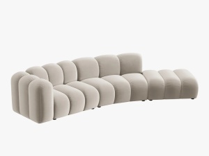 COLTAR SEMIROTUND LUPIN, DREAPTA, 5 LOCURI, 335 CM, BEJ 1, TAPITERIE DIN CATIFEA, DESIGN DEOSEBIT - Img 2