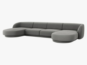 COLTAR SUB FORM DE U, MILEY, 5 LOCURI, 330 CM, GRI DESCHIS 13, TAPITERIE DIN CATIFEA, DESIGN DEOSEBIT - Img 3