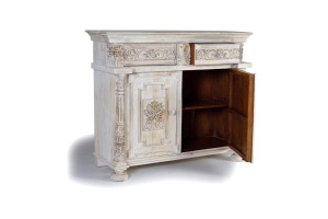 COMODA 120CM, ALB ANTICHIZAT, DIN LEMN DE MANGO, REALIZAT MANUAL, GINER Y COLOMER - Img 3