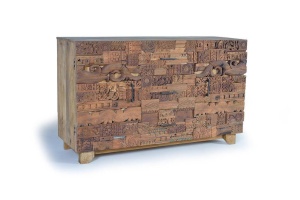COMODA/BUFET 150CM, REALIZAT MANUAL, DIN LEMN DE MANGO, GINER Y COLOMER - Img 2