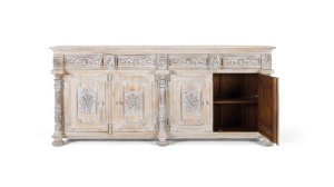 COMODA/BUFET 225CM, ALB ANTICHIZAT, DIN LEMN DE MANGO, GINER Y COLOMER - Img 3