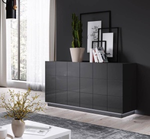 COMODA, CAMA-REJA-KOM2D-GRA/GRA, DIN PLACI LAMINATE SI MDF DIVERSE NUANTE, DESIGN MODERN - Img 3