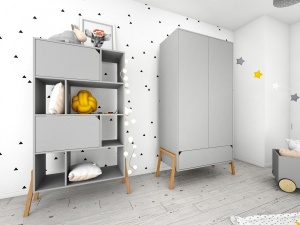 COMODA CU 3 SERTARE PENTRU CAMERA BEBELUS LOTTA GRI DESIGN SCANDINAV BA - Img 3