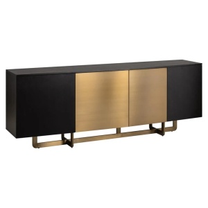 COMODA CU 4 USI, DAX CHARCOAL, 3515, CONFECTIONATA DIN OTEL INOXIDABIL, MDF SI FURNIR DE STEJAR, RICHMOND INTERIORS