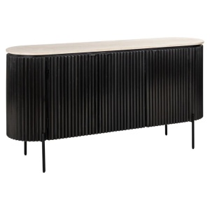 COMODA HAMPTON, 160 CM, BEJ/NEGRU, DIN MDF , METAL SI TRAVERTIN, RICHMOND INTERIORS