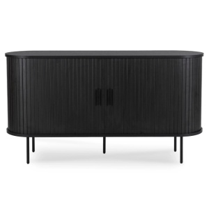 COMODA LIVING 140CM, ARTIM MEBLE, CU 2 USI GLISANTE SI SERTARE, REALIZATA DIN MDF, CULOARE NUC, STIL MODERN - Img 5