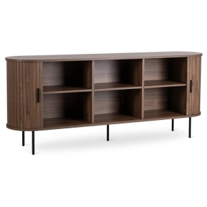 COMODA LIVING 180CM, ARTIM MEBLE, CU 2 USI SI SERTARE, REALIZAT DIN MDF SI METAL, CULOARE NUC, STIL MODERN - Img 3