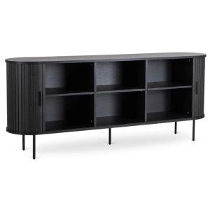 COMODA LIVING 180CM, ARTIM MEBLE, CU 2 USI SI SERTARE, REALIZAT DIN MDF SI METAL, CULOARE NEAGRA, STIL MODERN - Img 4