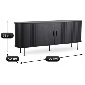 COMODA LIVING 180CM, ARTIM MEBLE, CU 2 USI SI SERTARE, REALIZAT DIN MDF SI METAL, CULOARE NEAGRA, STIL MODERN - Img 9