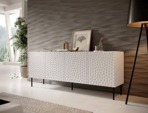 COMODA LIVING, CAMA-HOLE-KOM-190-BI/BI, 190CM, ALB MAT, DIN PLACI LAMINATE SI MDF, DESIGN MODERN - Img 4