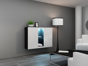 COMODA LIVING CU LED VIGO 120 NEGRU/ALB DESIGN MODERN CM