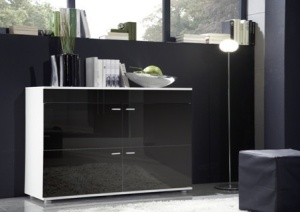 COMODA LIVING LOGO II ALB/NEGRU DESIGN MODERN CM