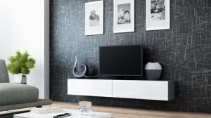 COMODA LIVING RTV VIGO 180 GRI/ALB DESIGN MODERN CM