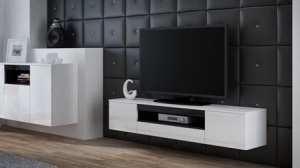 COMODA LIVING RTV VIVA ALB/NEGRU DESIGN MODERN CM