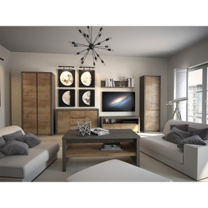 COMODA MONTANA K2DP, STEJAR LEKFAS INCHIS/SMOOTH GRI, DIN PAL MELAMINAT - Img 3