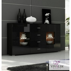 COMODA NEAGRA CU LED SI TELECOMANDA BERLIN - DESIGN MODERN