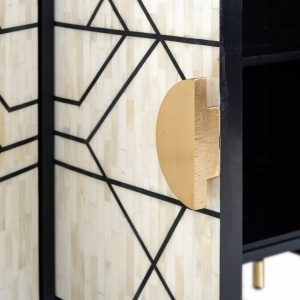 COMODA NOVAS, 150 CM, 7850, CREM/NEGRU/AURIU, DIN LEMN DE MANGO, MDF SI METAL, RICHMOND INTERIORS - Img 7