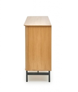 COMODA SMART KM-1, STEJAR NATURAL/NEGRU, 167 CM, DIN MDF FURNIRUIT SI METAL, STIL VINTAGE - Img 6