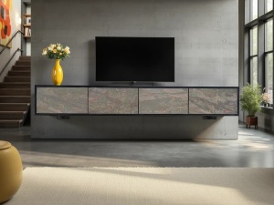 COMODA SUSPENDATA TV 200CM, MOUNTAIN SOUL, ASPECT PIATRA/NEGRU, DIN LEMN MASIV, ARTIM GROUP SELECTION