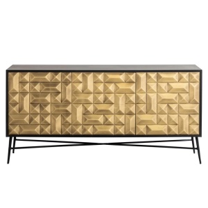 COMODA TETRO, 160 CM, NEGRU/AURIU, DIN MDF, LEMN DE MANGO SI METAL, RICHMOND INTERIORS - Img 2
